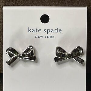 NWT Kate Spade silver tone bow earrings